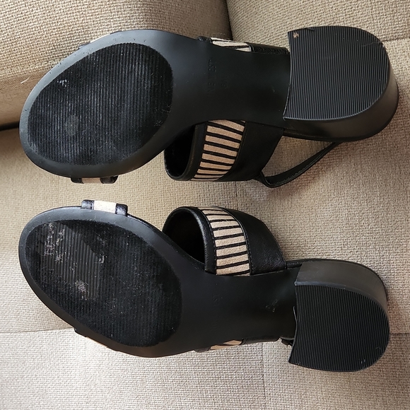 Nine West Size 6 "Goodieo" Heeled Open Toe Black and Cream - Picture 5 of 8